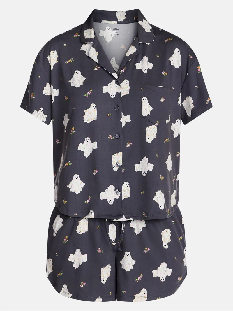 Halloween Women's Notched Top and Shorts Pajama Set from Way to Celebrate, 2-Piece, Sizes XS-3X | Walmart (US)