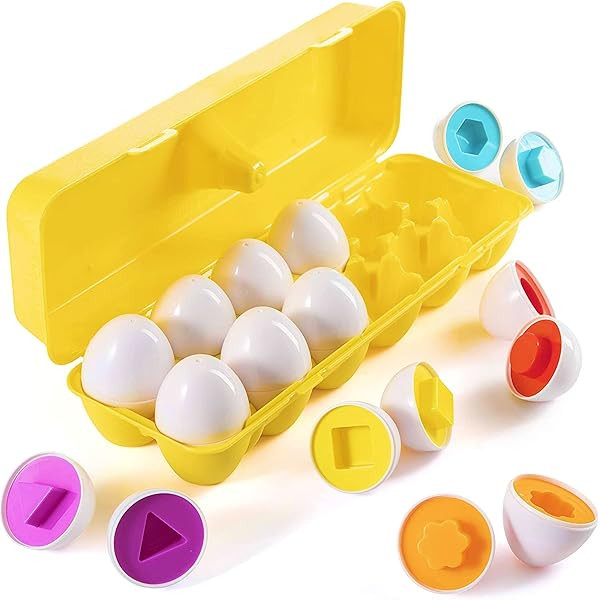 Coogam Matching Eggs 12 pcs Set Color & Shape Recoginition Sorter Puzzle for Easter Travel Bingo Gam | Amazon (US)