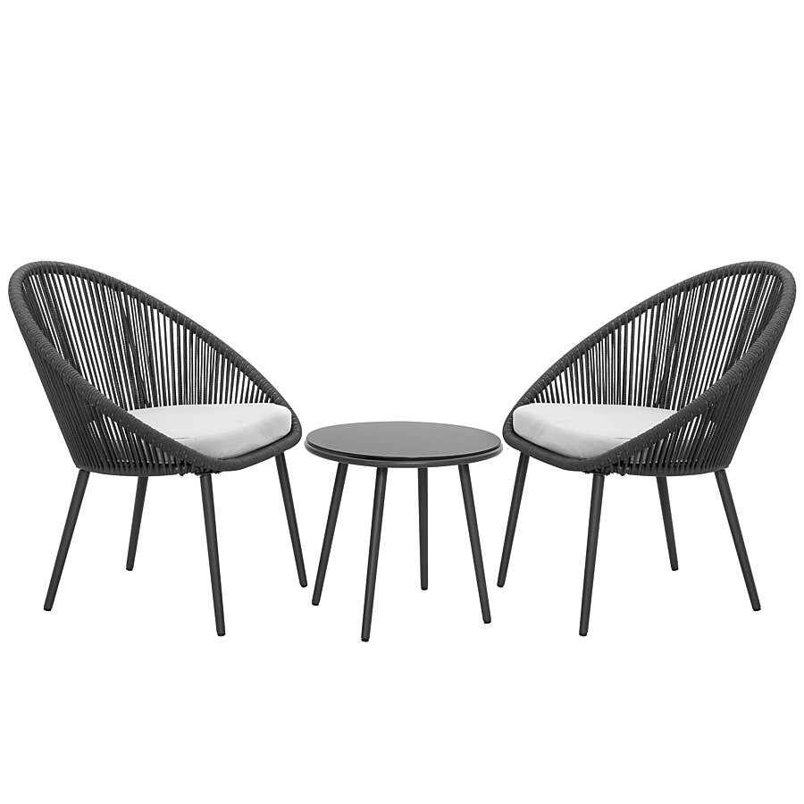 Nuu Garden  3-Piece Woven Patio Conversation Set with Cushions | Lowe's