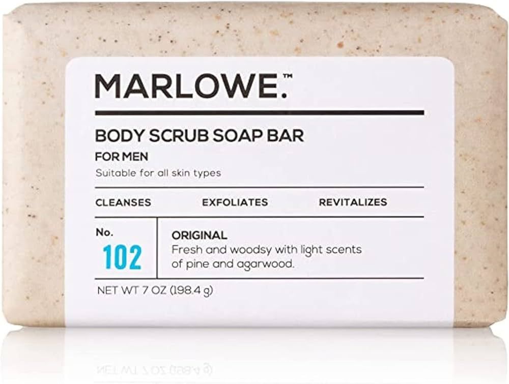 MARLOWE. No. 102 Men's Body Scrub Soap 7 oz, Fresh Original Woodsy Scent, Best Exfoliating Bar fo... | Amazon (US)