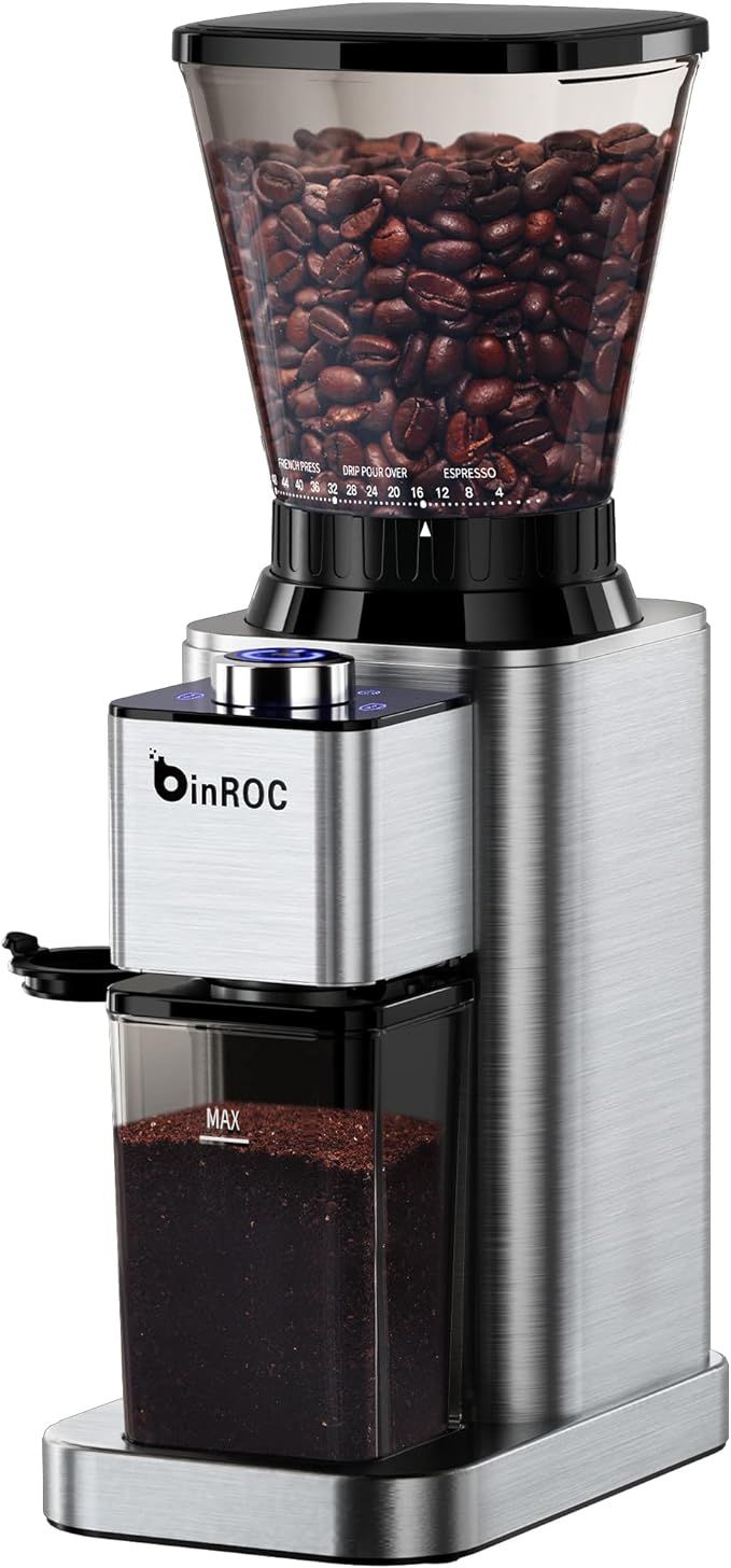Anti-static Conical Burr Coffee Grinder with 48 Grind Settings, binROC Adjustable Burr Mill Coffe... | Amazon (US)