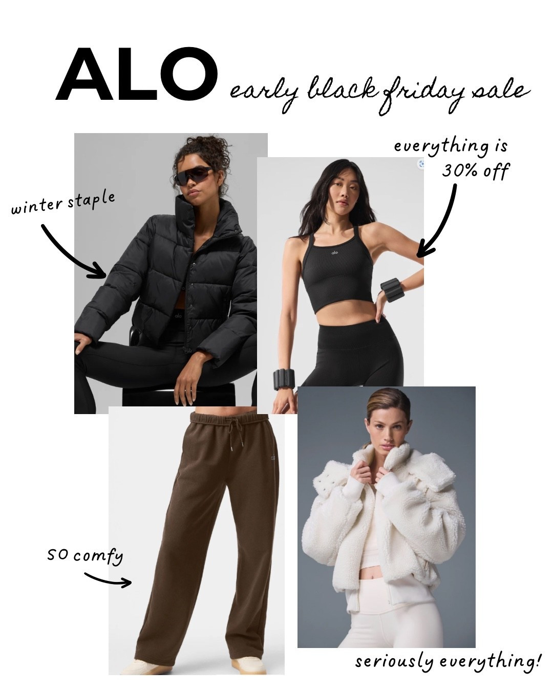 Alo early Black Friday sale!! Sitewide 30% off! I tagged a couple of items I LIVE in and swear by, snag them while they’re on sale #aloyoga #alo #alosale #blackfriday #blackfridaysale #workout 

#LTKGiftGuide #LTKSaleAlert #LTKSeasonal