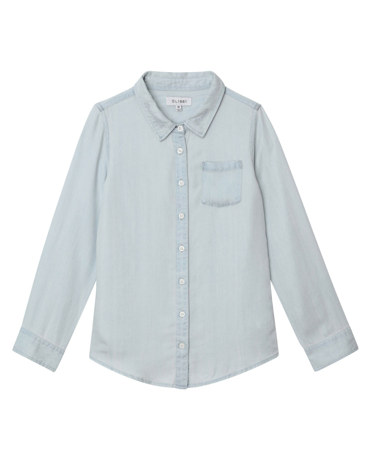 Light Wash Brunch Crew Button-Front Shirt, Size S-L | Neiman Marcus