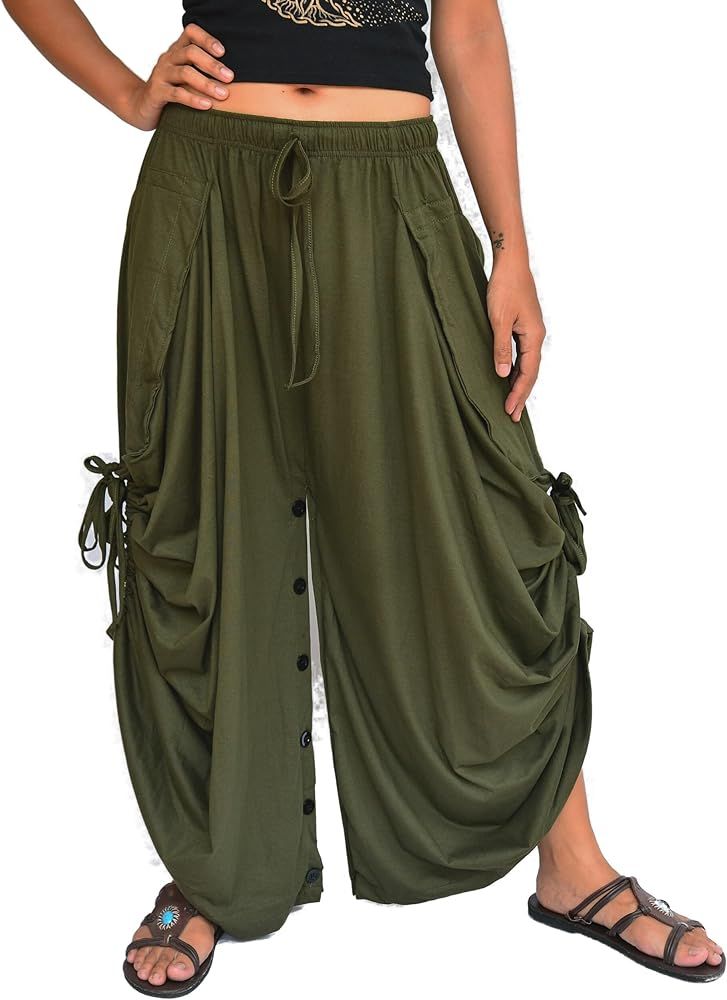 Sakoonee Women's Harem Pants Palazzo Dhoti Pants Lounge Trousers, Convertible to a Skirt 2 Pocket... | Amazon (US)