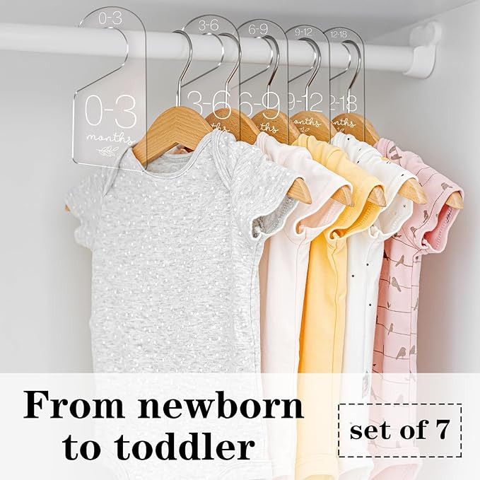 Whaline 7Pcs Baby Closet Size Dividers Clear Acrylic Infant Clothes Hanger Separators Newborn to ... | Amazon (US)