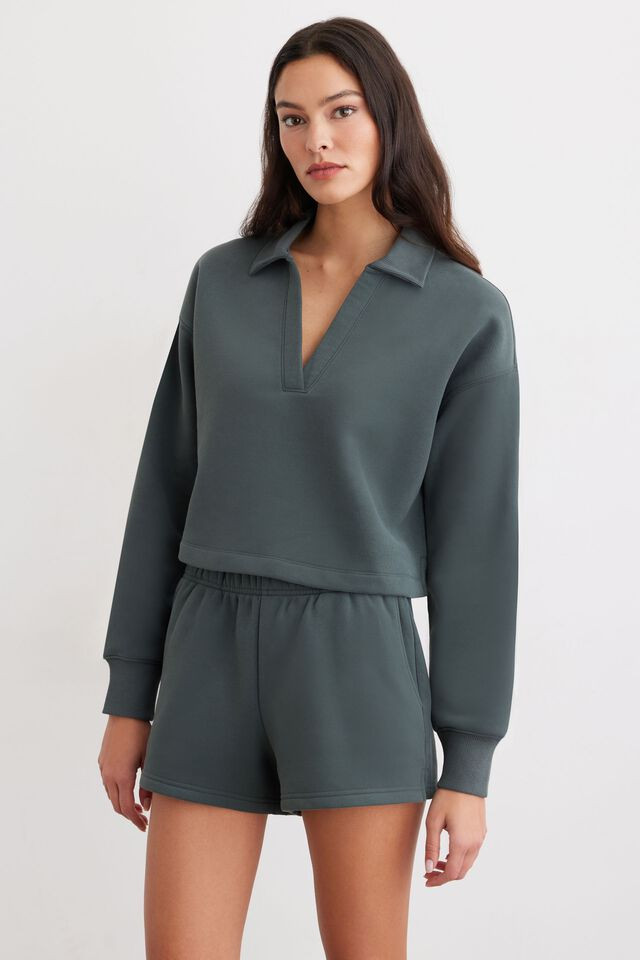 Cropped Polo Sweatshirt | Dynamite Clothing