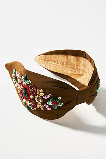 NamJosh Olive Green Beaded Headband | Anthropologie (US)