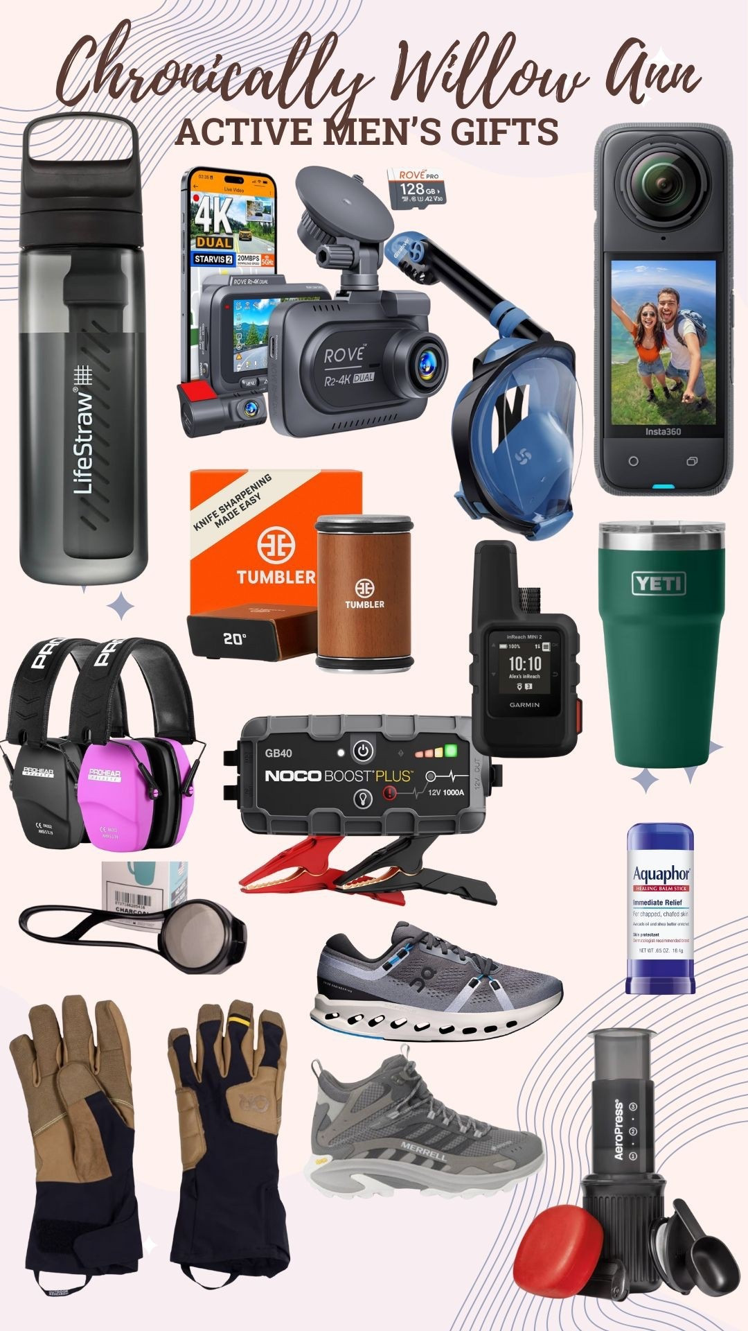 Gift guide for men, gifts for the active man in your life, tools for all outdoor activities, coffee on the go, aquaphor for all the dry spots, satellite phones are incredible gifts, yeti anything will have you winning Christmas, car protection, Dash cam, life straw, gift guide for men 15-every age! Stocking stuffers for all the guys in your life, your father, brother, son, cousin, nephew, even your active daughters!

#LTKMens #LTKActive #LTKGiftGuide