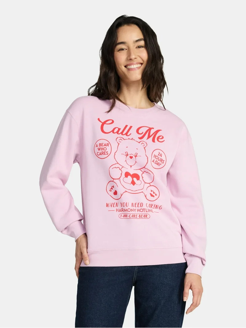 Care Bears Women's Call Me Graphic Sweatshirt with Long Sleeves, Sizes XXS-XXL | Walmart (US)