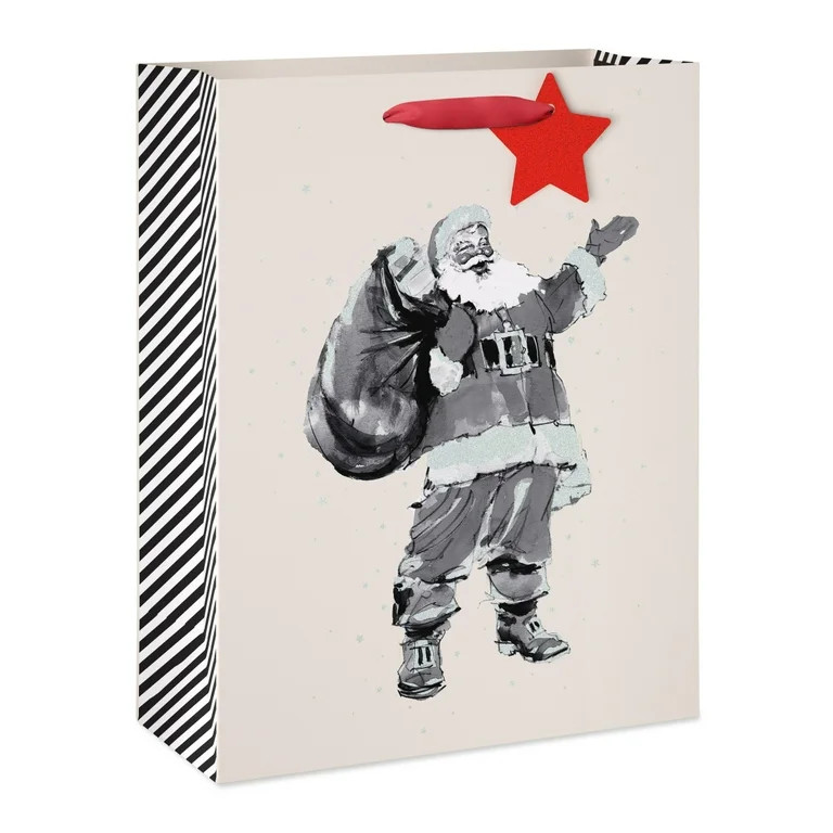 American Greetings 13 in. Large Christmas Ivory Gift Bag, Santa Claus (1-Count) | Walmart (US)