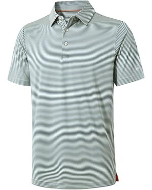 Mens Golf Shirt Moisture Wicking Dry Fit Performance Sport Short Sleeve Striped Golf Polo Shirts ... | Amazon (US)