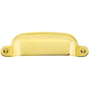 3 3/4" Classic Stamped Brass Cup Pull in Unlacquered Brass | Amazon (US)