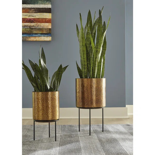 Abinayan 2 - Piece Metal Pot Planter Set | Wayfair North America