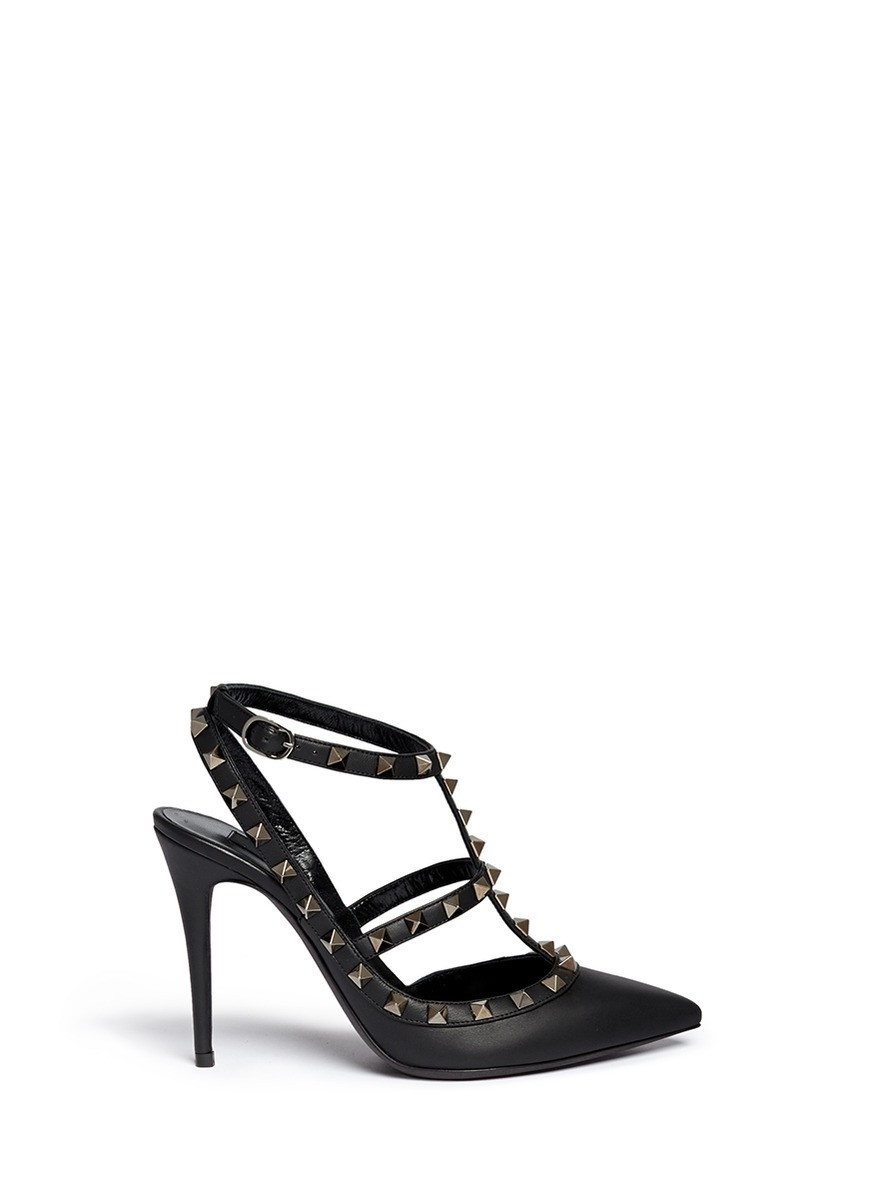 'Rockstud Noir' caged leather pumps | Lane Crawford (US)