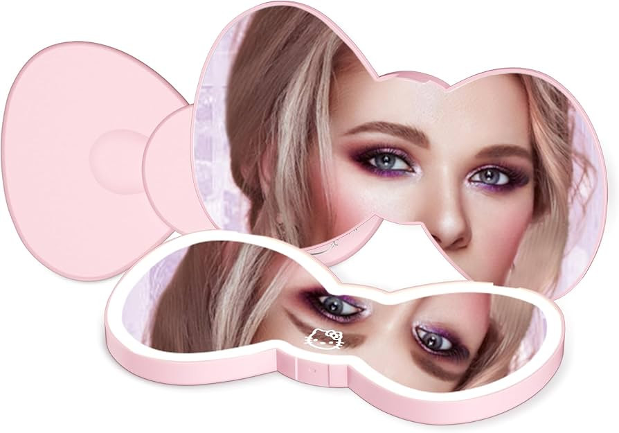 Impressions Vanity Hello Kitty Bow LED Compact Mirror, Double Sided Cute Travel Makeup Mirror, So... | Amazon (US)