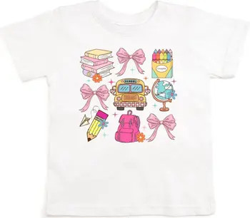 Sweet Wink School Doodle Bow Grid Short Sleeve T-Shirt | Nordstrom | Nordstrom