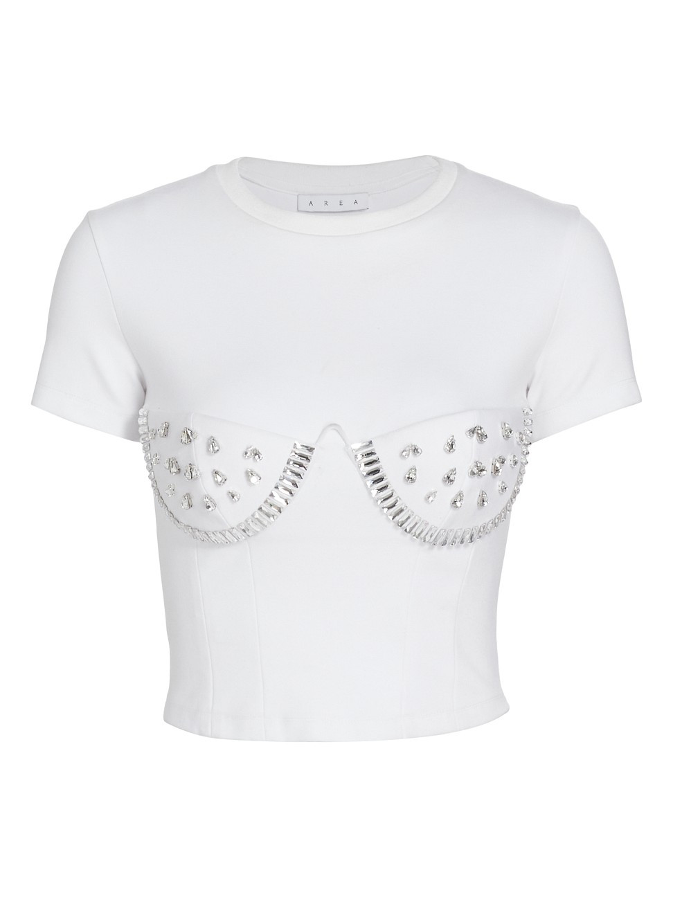 Women's Knit Crystal-Embellished T-Shirt - White - Size Small - White - Size Small | Saks Fifth Avenue