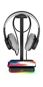 KAFRI RGB Headphone Stand with Wireless Charger Desk Gaming Headset Holder Hanger Rack with 10W/7... | Amazon (US)