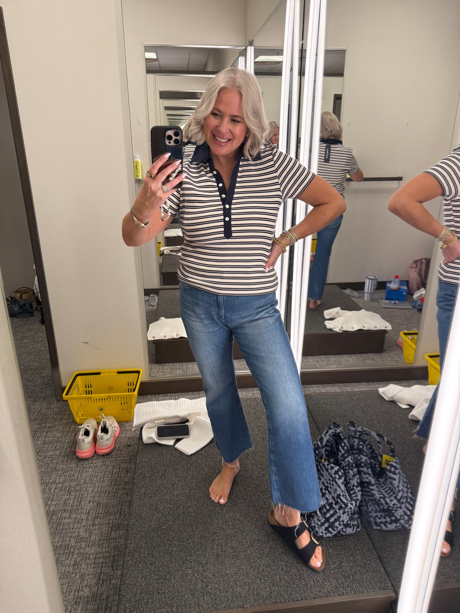 Obsessed with this top from Veronica beard from the Nsale! 

Wearing size large can size down! 
Birkenstocks- size 29

#LTKSaleAlert #LTKStyleTip #LTKOver40