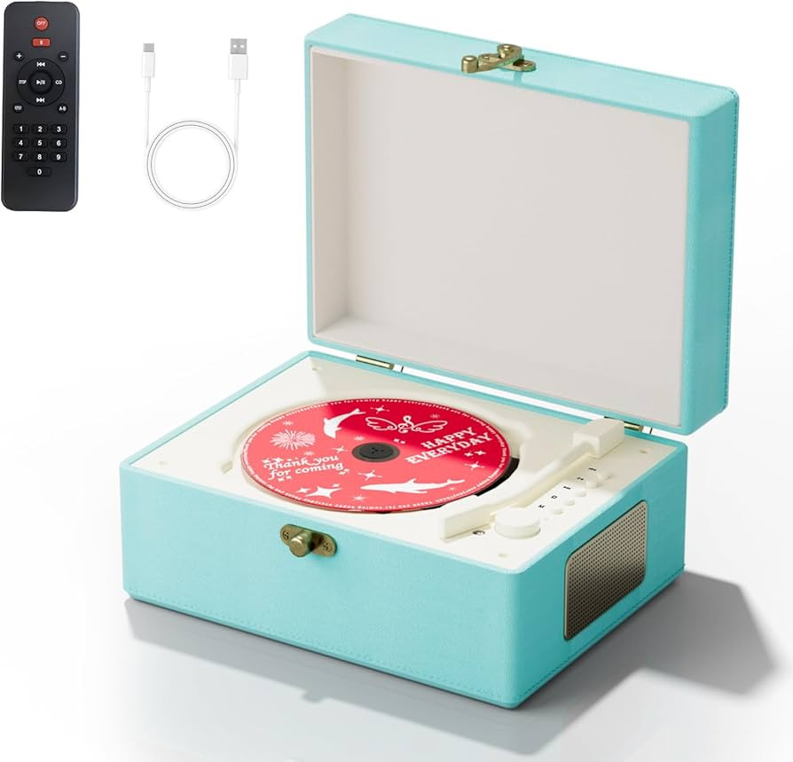 Blue Time Music Box CD Player with Speakers for Home Decor | Amazon (US)