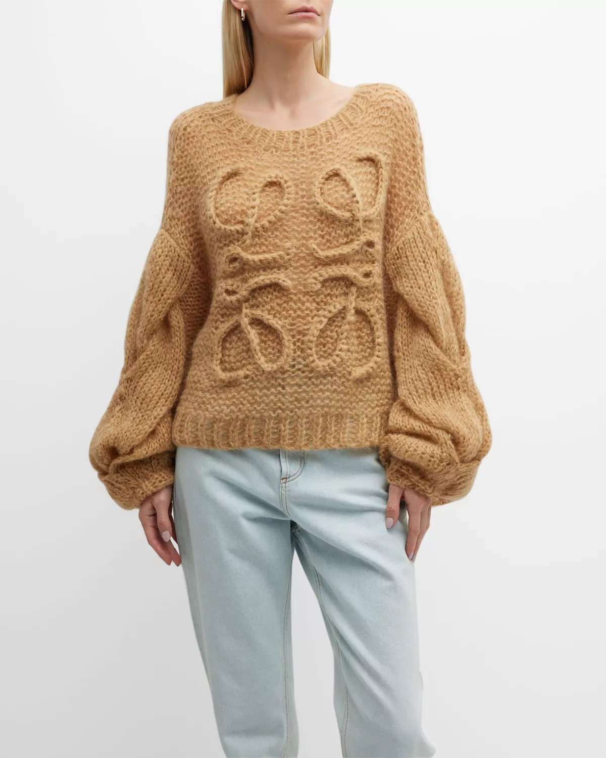 Loewe anagram discount cable-knit sleeve sweater