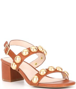 Rally Leather Studded Block Heel Sandals | Dillard's