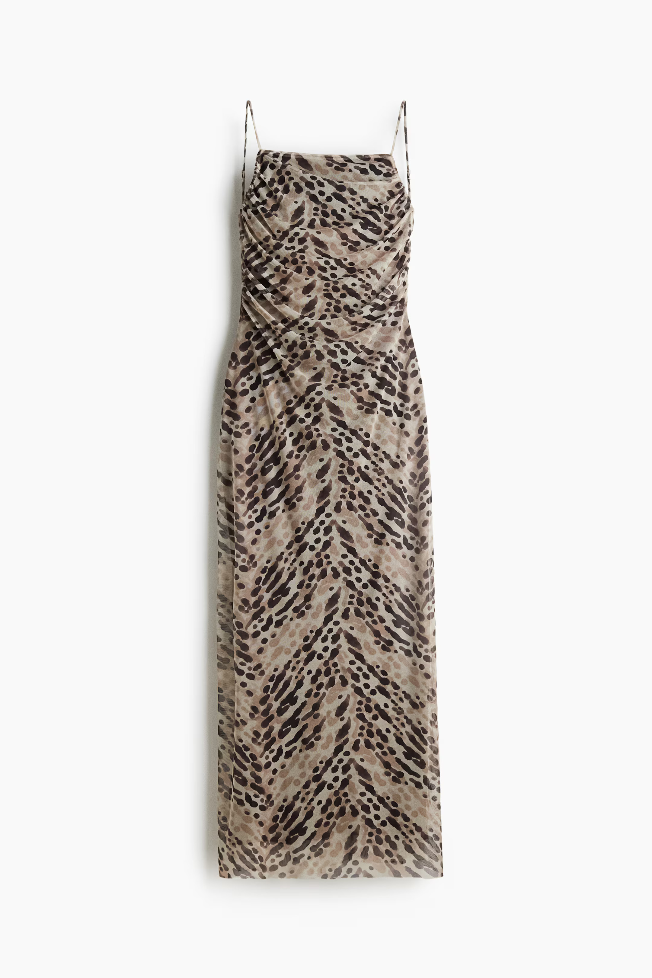 Draped Mesh Strappy Dress - Beige/patterned - Ladies | H&M US | H&M (US + CA)