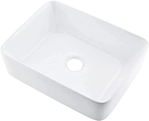 VCCUCINE 19"x15" Rectangle Above Counter Porcelain Ceramic Bathroom Vessel Vanity Sink Art Basin | Amazon (US)