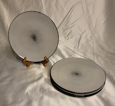 Royal Norfolk Black White Dash Design Salad Plates 7 1/2 Inches Set Of 4 | eBay AU