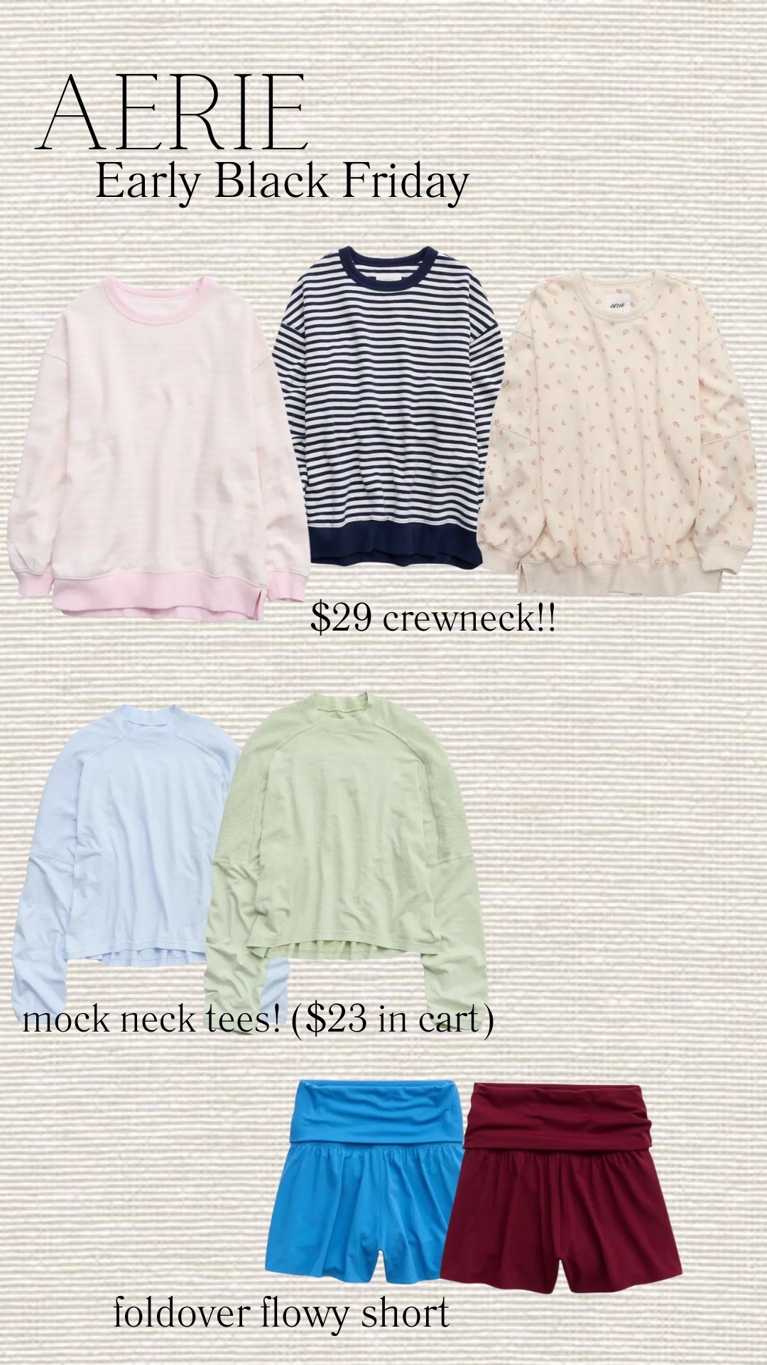 Aerie early Black Friday deals!! Sign in to your aerie rewards account to get these deals! 

#LTKCyberWeek #LTKGiftGuide #LTKHoliday
