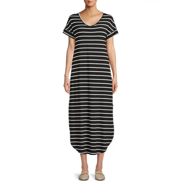 Time and Tru Women's Maxi Dress with Short Sleeves - Walmart.com | Walmart (US)