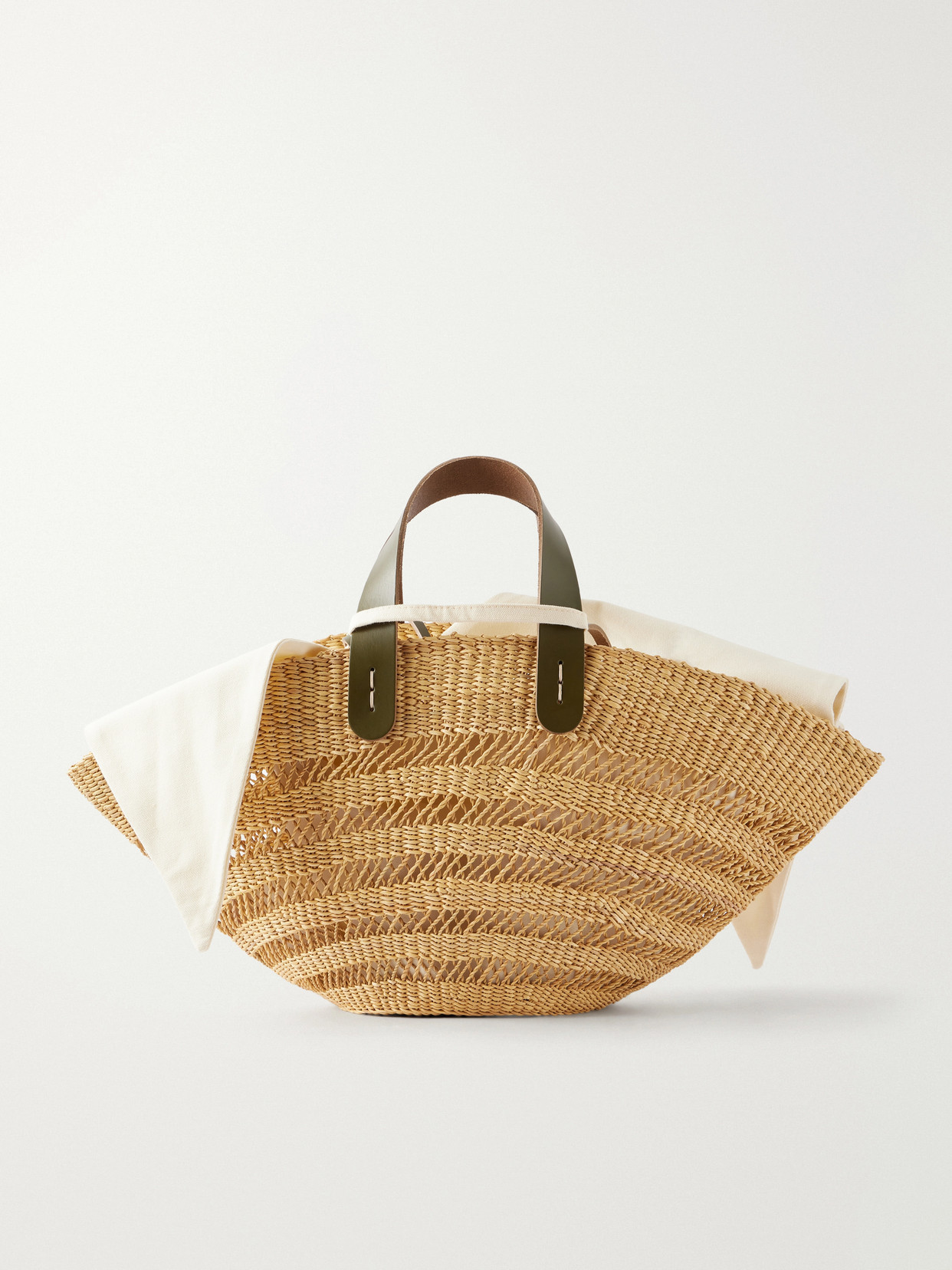 MUUÑ - Chantelle Leather-trimmed Raffia Tote - Neutral | NET-A-PORTER (UK & EU)