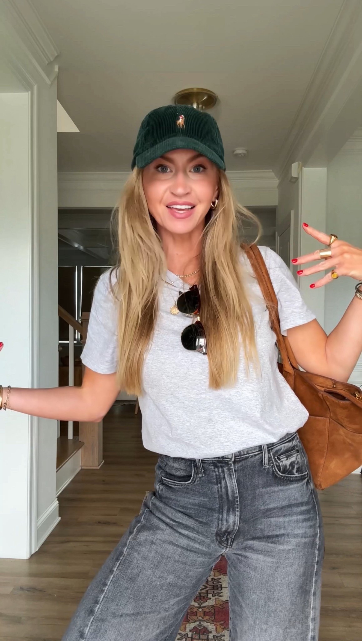 Easy mom outfit!

Grey tee: runs slightly oversized, wearing a men’s small.

Washed black barrel jeans: runs TTS

Sneakers: mostly out of stock, but I linked a really good similar option from Steve Madden.

Polo corduroy hat: this exact shade is sold out, but I linked some very good similar options. 

#LTKdayinmylife #LTKgrwm #LTKootd