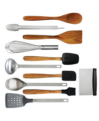 Babish 11 Piece Essential Wood, Silicone, and Stainless Steel Tool Set - Macy's | Macy's