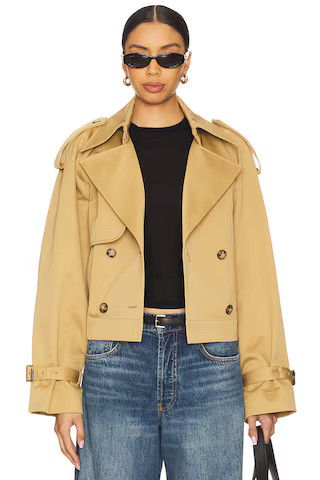 Jessica Cropped Trench Coat in Desert Sand | Revolve Clothing (Global)