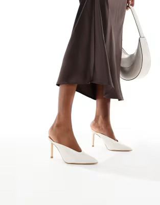 SEQWL Petunia high vamp heeled mules in patent cream | ASOS | ASOS (Global)