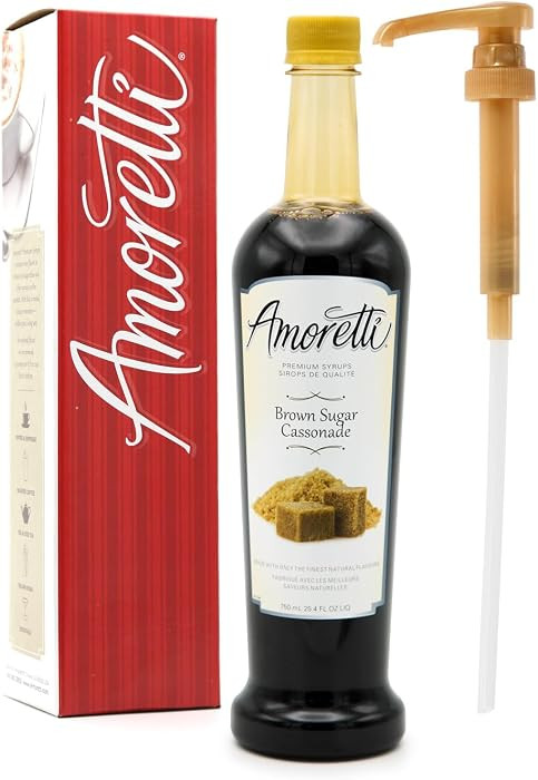 Amoretti - Premium Brown Sugar Syrup, 94 Servings Per Bottle (750 ml), with Pump for Flavoring Coffees, Cocktails, and other Beverages, Gluten Free, GMO/GEO Free, Preservative Free | Amazon (US)