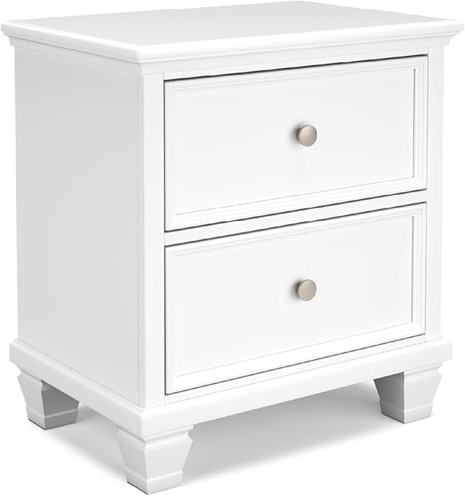 Signature Design by Ashley Fortman Traditional 2 Drawer Night Stand, White | Amazon (US)