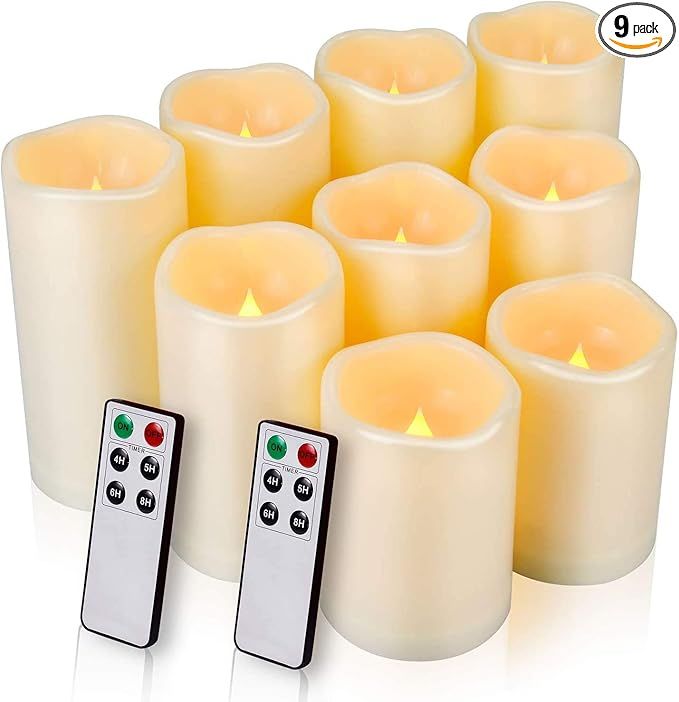 Enido Flameless Candles, LED Candles Outdoor Waterproof Candles(D: 3" x H: 4" 5" 6") Battery Oper... | Amazon (US)