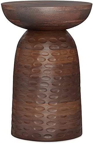 SIMPLIHOME Boyd SOLID MANGO WOOD 13 inch Wide Round Contemporary Wooden Accent Table in Warm Dark... | Amazon (US)