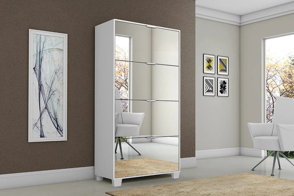 Sapateira 4 Portas com Espelho para 24 Pares 156cm X 66cm Pequim - Rede Móveis | MadeiraMadeira | Madeira Madeira (BR)