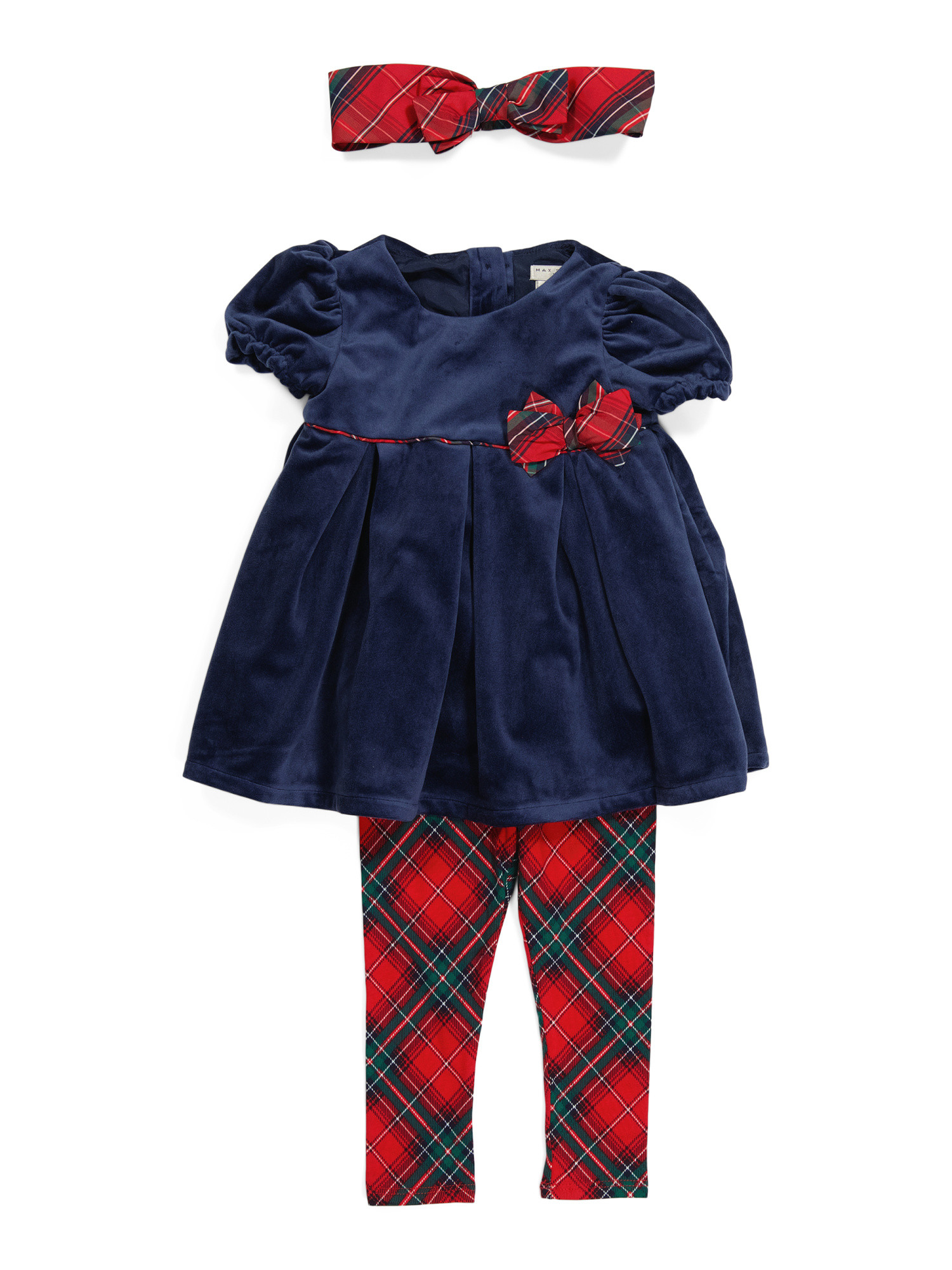 Infant Girls Velour Tunic Plaid Legging Set With Headband | Clothing | Marshalls | Marshalls
