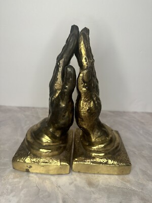 VTG  Praying Hands Bookends MCM Metal Bronze Brass Spelter | eBay US