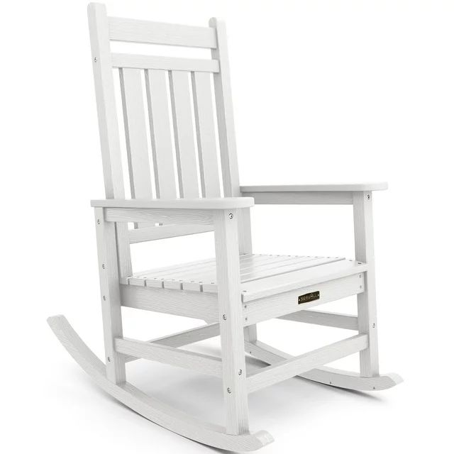 SERWALL Outdoor Oversized Slat Rocking Chair, White - Walmart.com | Walmart (US)