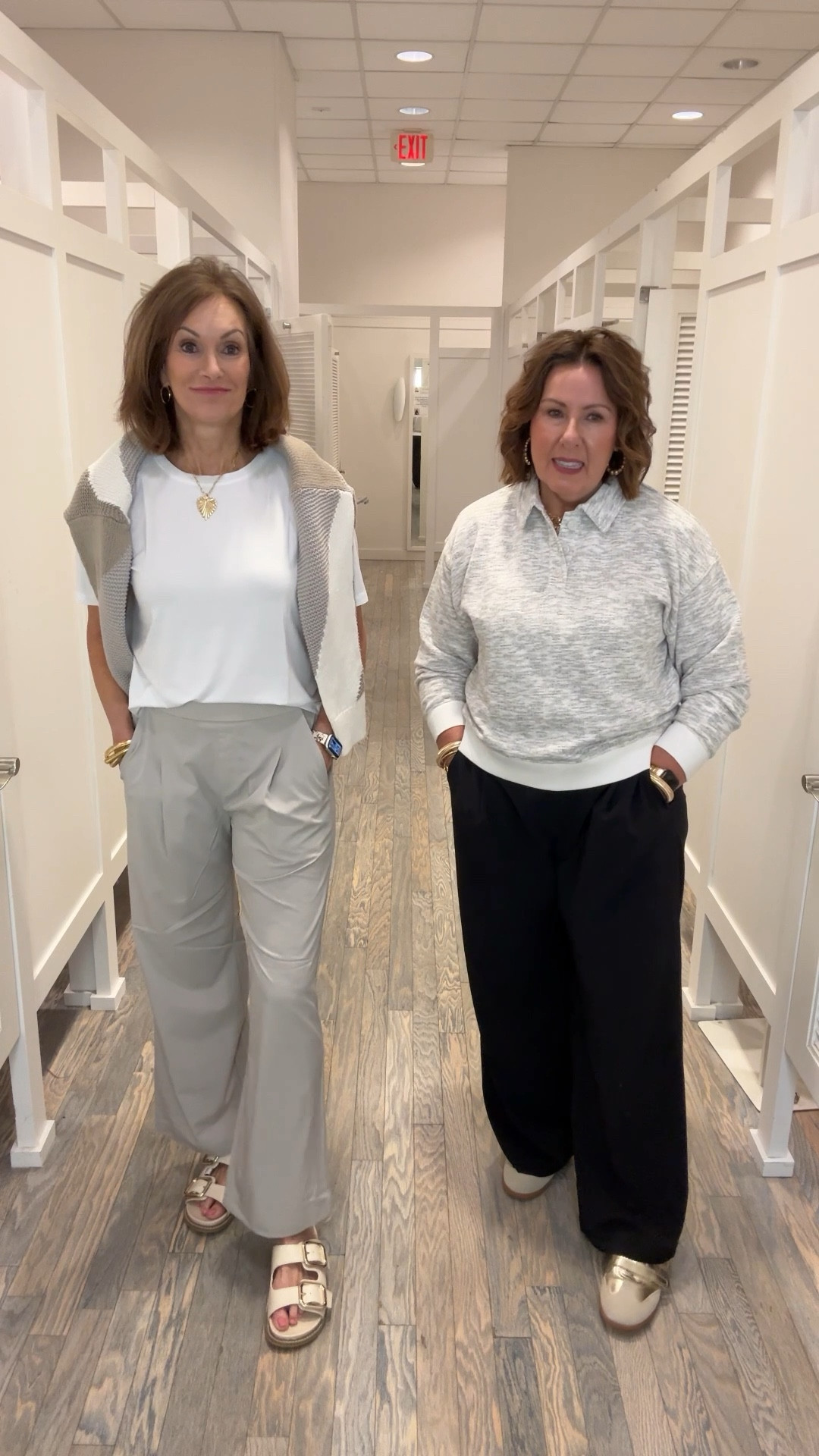 Activewear style 

Tee - M
Sweater - M
Light pants - S
Black pants - XL (she needs a large)
Polo sweatshirt- L

Our exact pants are available but it would not let me link them. They are the wide leg wanderweave 

Travel style 
Casual style 

#LTKWatchNow #LTKStyleTip #LTKTravel