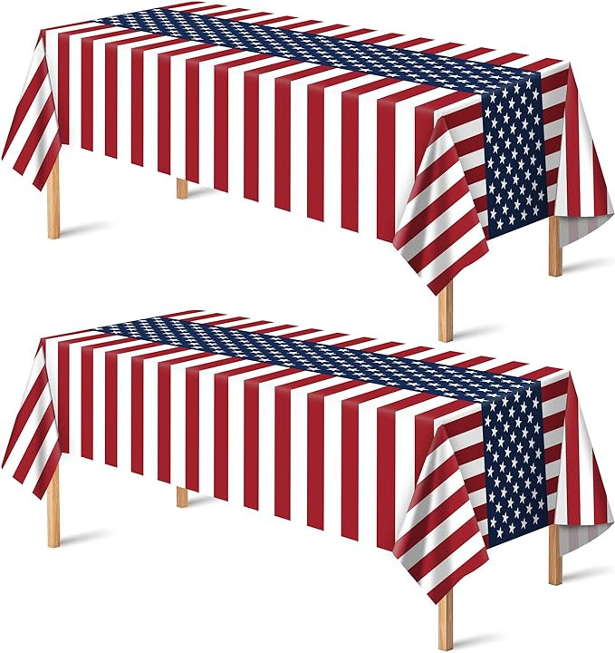 OHOME 4th of July Decorations - Patriotic American Flag Plastic Tablecloth for Memorial Day | Fou... | Amazon (US)