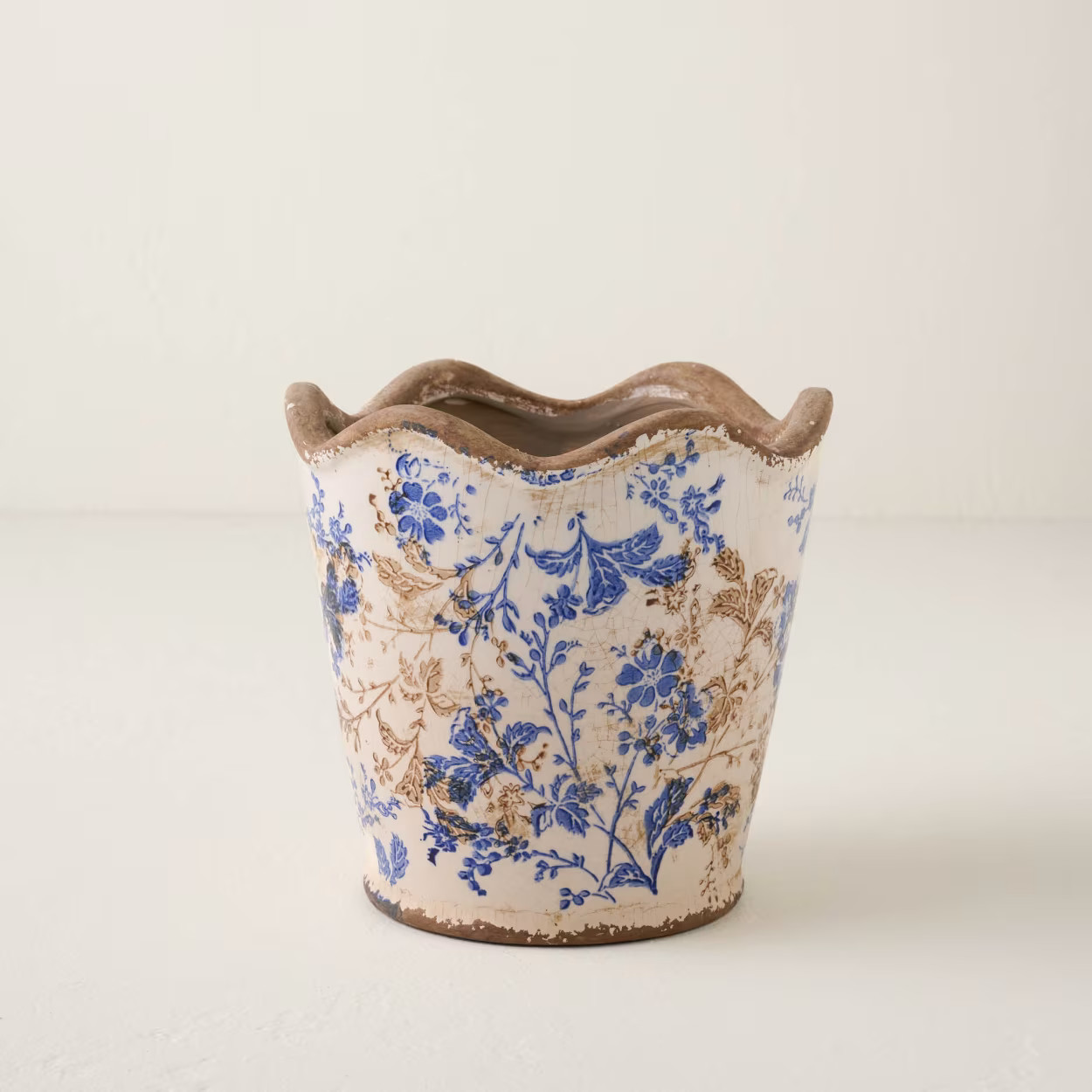 Blue Scalloped Distressed Planter | Magnolia