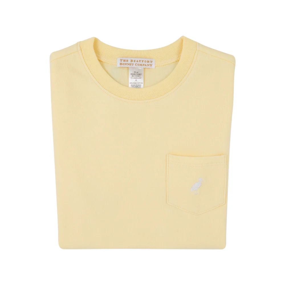 Carter Crewneck - Bellport Butter Yellow with Worth Avenue White Stork | The Beaufort Bonnet Company
