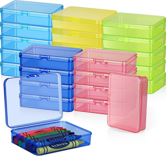25 Pcs Plastic Crayon Box, Mini Plastic Storage Containers with Lid 4.5x3.4 Inches Clear Rectangl... | Amazon (US)