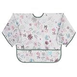 Bumkins Sleeved Bib for Girl or Boy, Baby and Toddler for 6-24 Mos, Essential Must Have for Eating, Feeding, Baby Led Weaning Supplies, Long Sleeve Mess Saving Food Catcher, Soft Fabric, Floral Gray | Amazon (US)